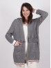 Canadiana Grey Cardigan with Red+White Details, Pockets and Hood